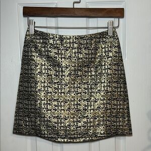 NEW H&M Gold and Black Patterned Mini Skirt size 4